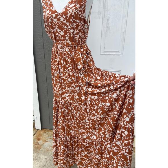 Cynthia Rowley Orange & White Floral Tied Waist Maxi Dress - Picture 11 of 12